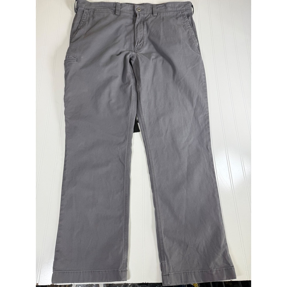 Duluth Trading Co Flex Ballroom Khakis Mens 38x32 Gray Straight Leg Work Pants